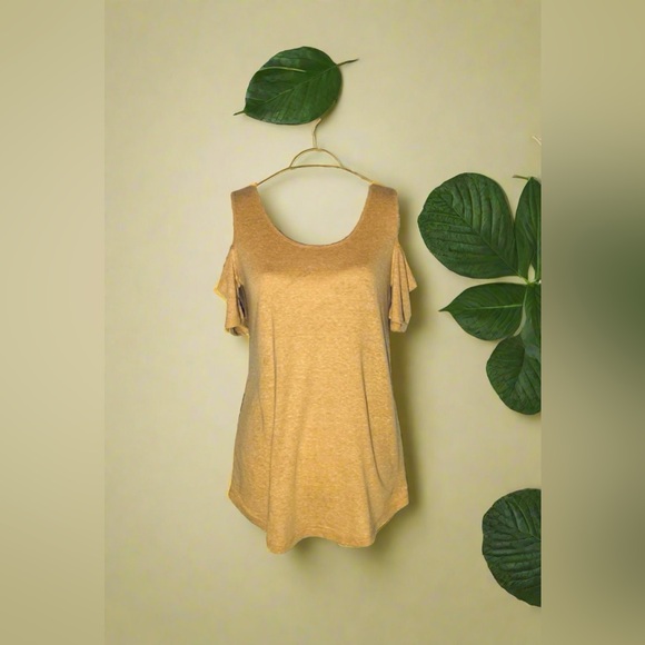 XS/S NEW Womens Fall Yellow Cold Shoulder Top, Open Shoulder Shirt - Picture 1 of 4